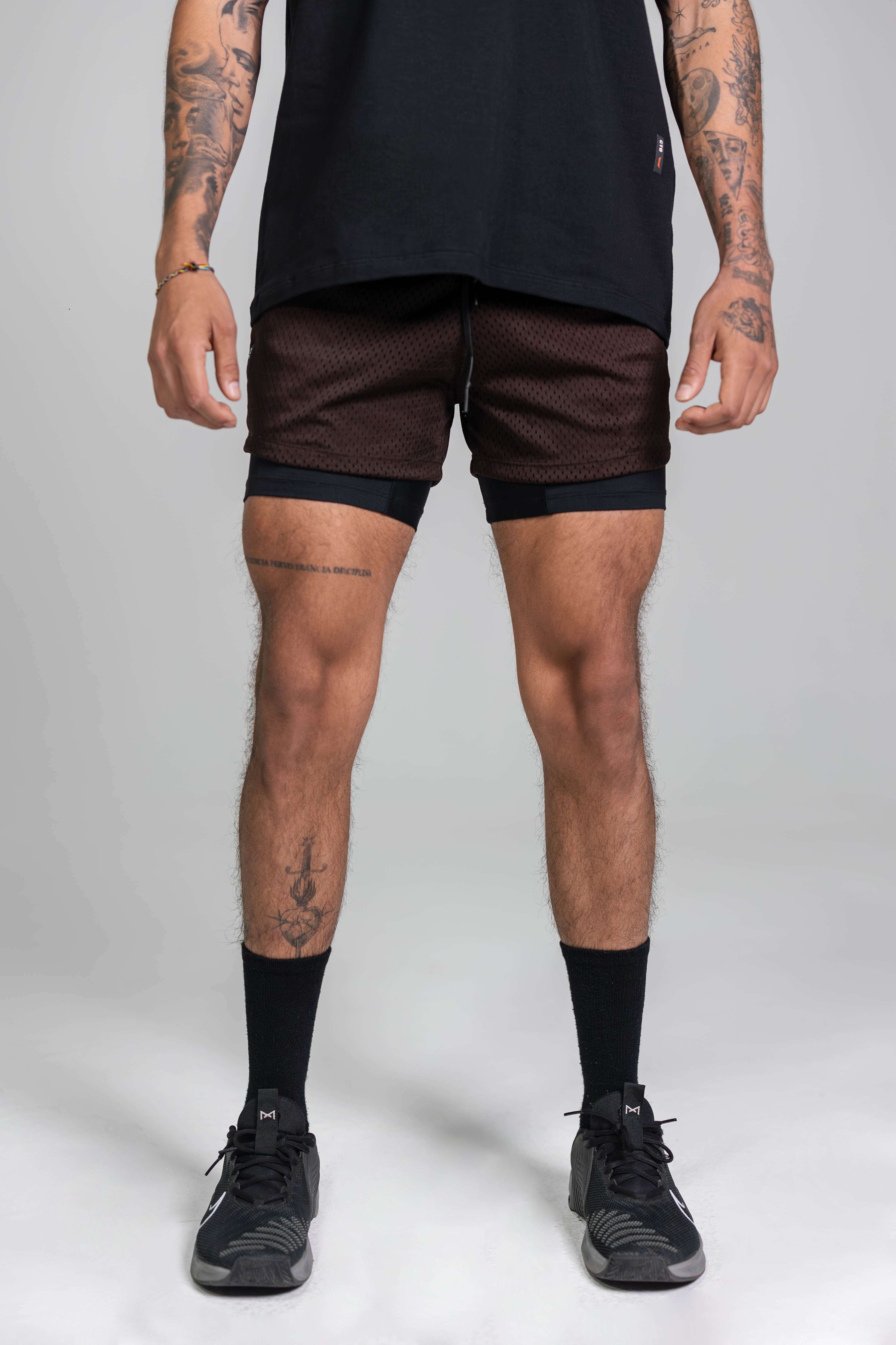 Mesh Liner Shorts - Brown