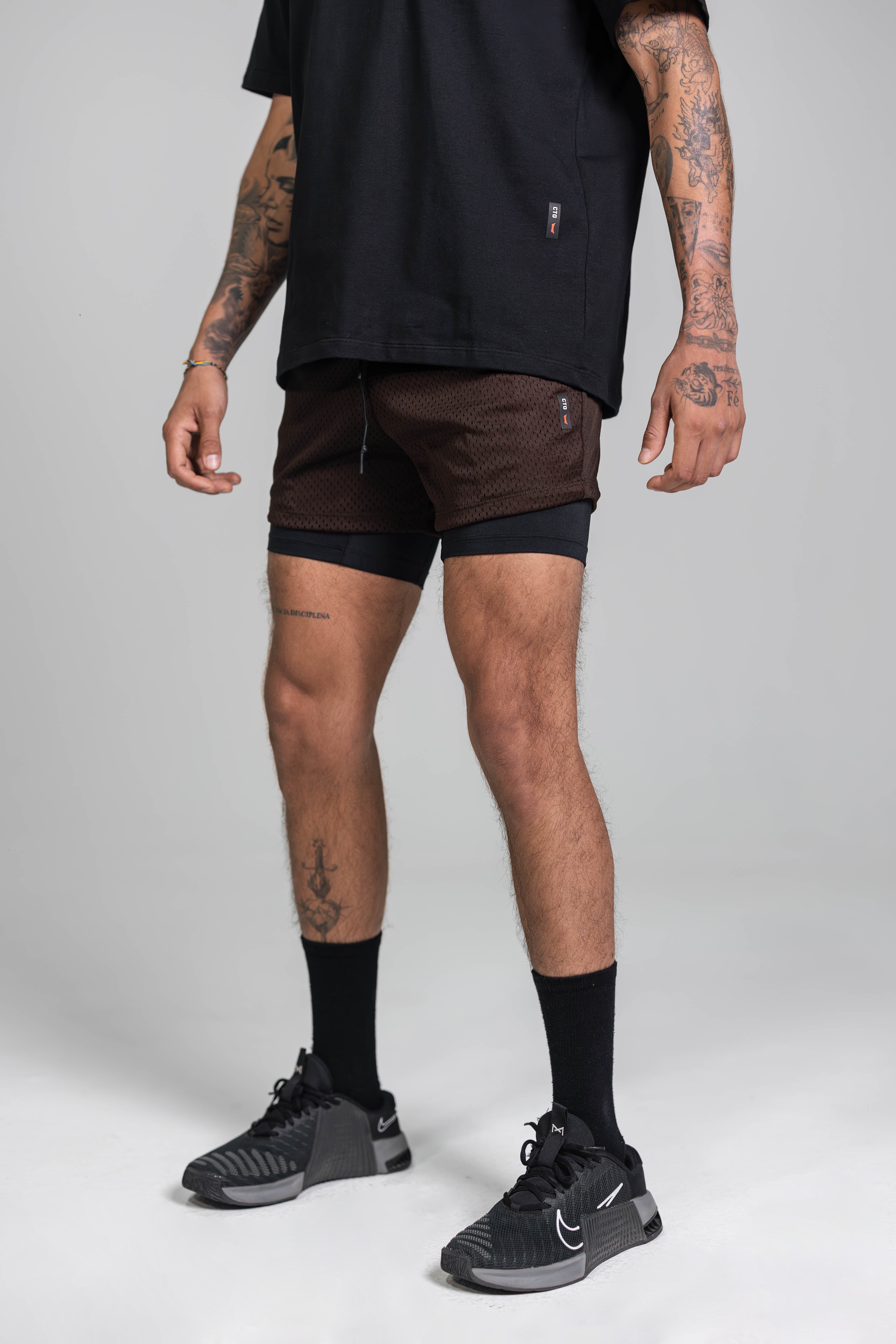 Mesh Liner Shorts - Brown