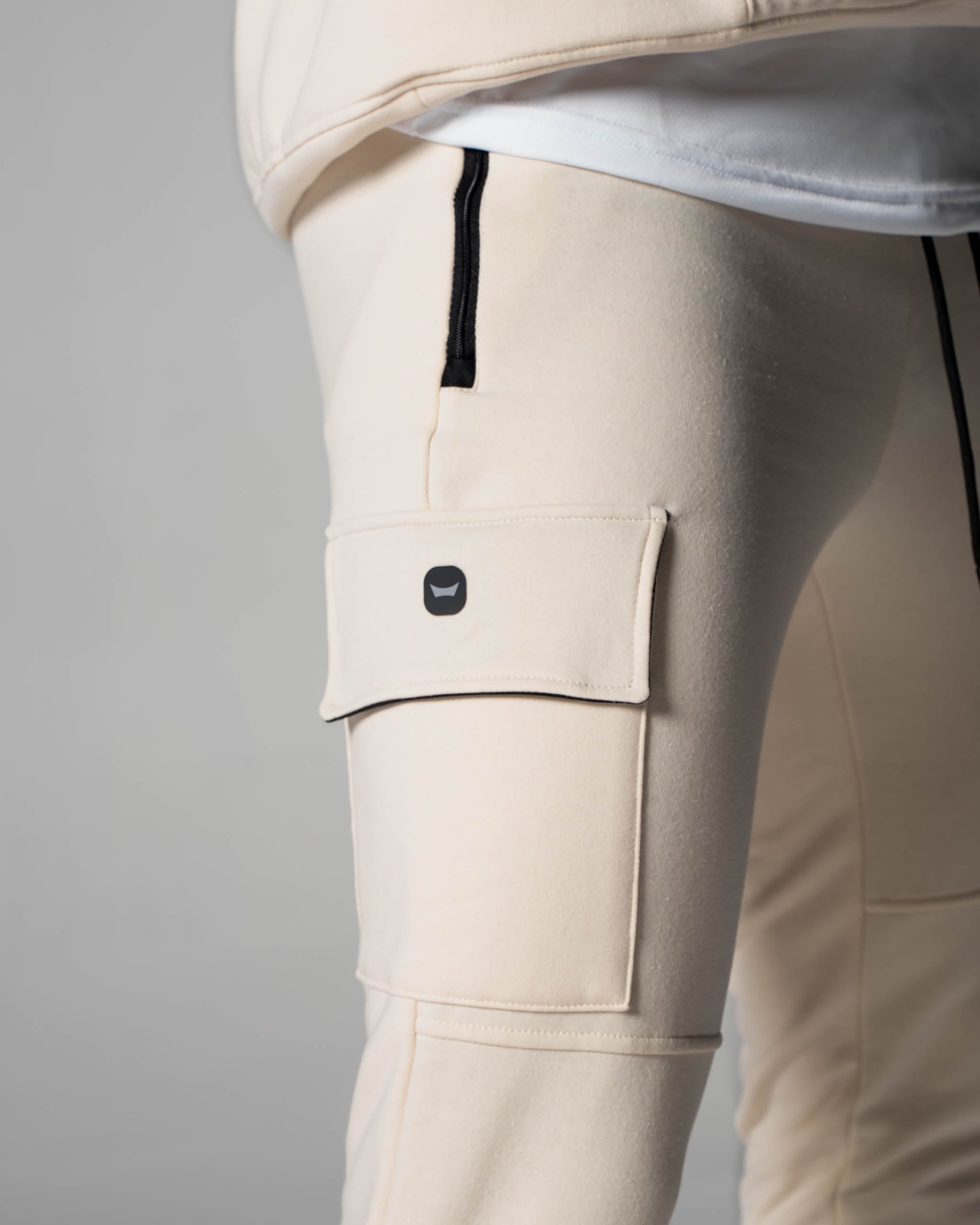 Cargo Cuffed Fleece Jogger - Ivory