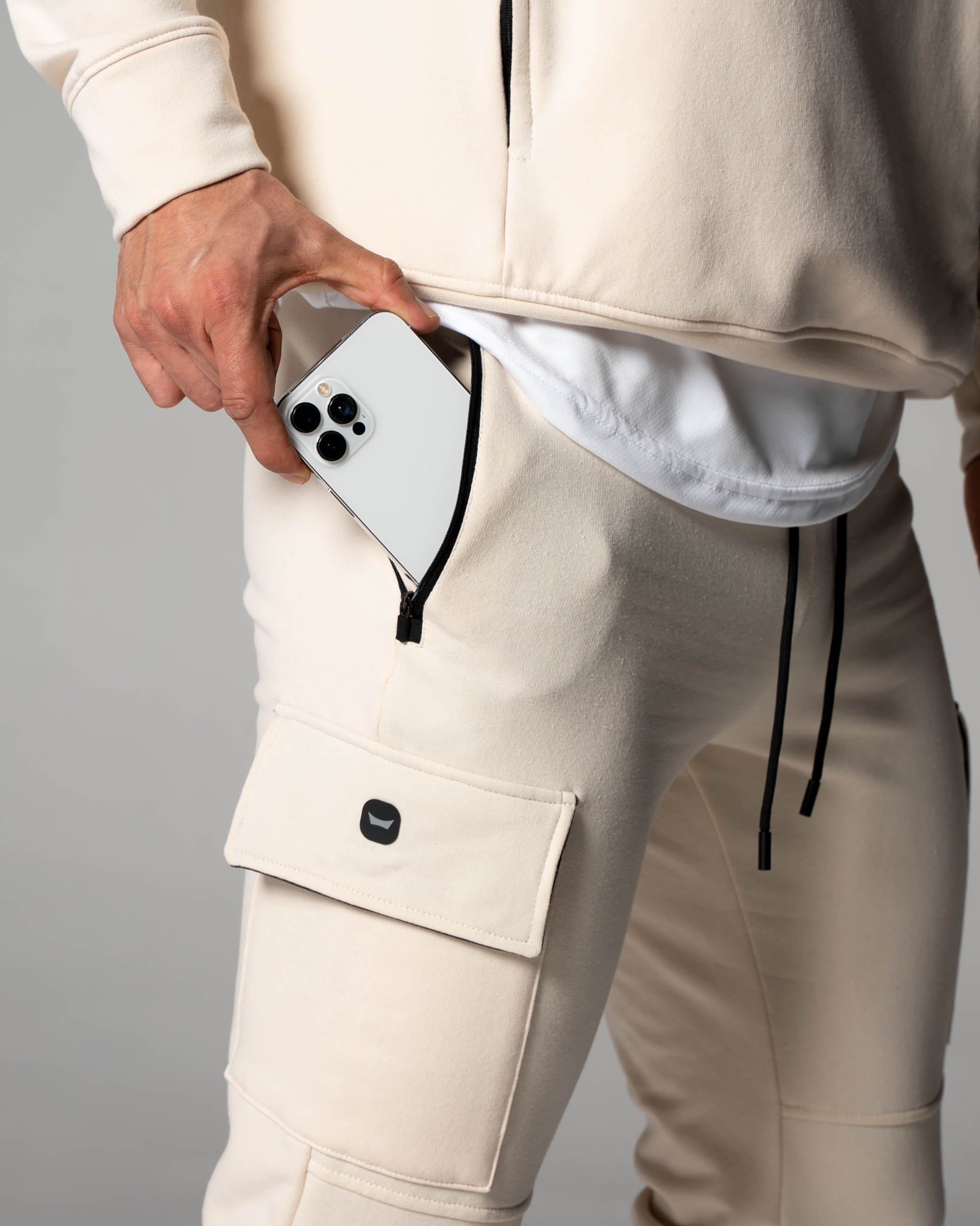 Cargo Cuffed Fleece Jogger - Ivory